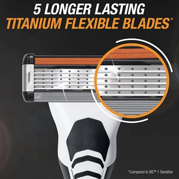 Bic Hybrid Flex 5 Blades Titanium Razor, 3 CT