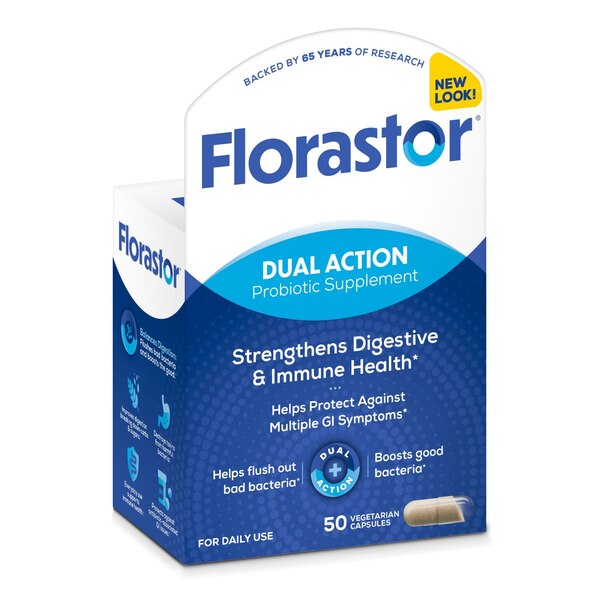 Florastor Daily Probiotic Supplement Vegetarian Capsules, 50 CT