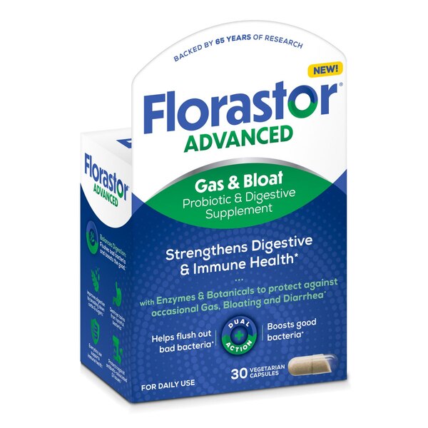 Florastor Advance Gas & Bloat Probiotic, 30 CT