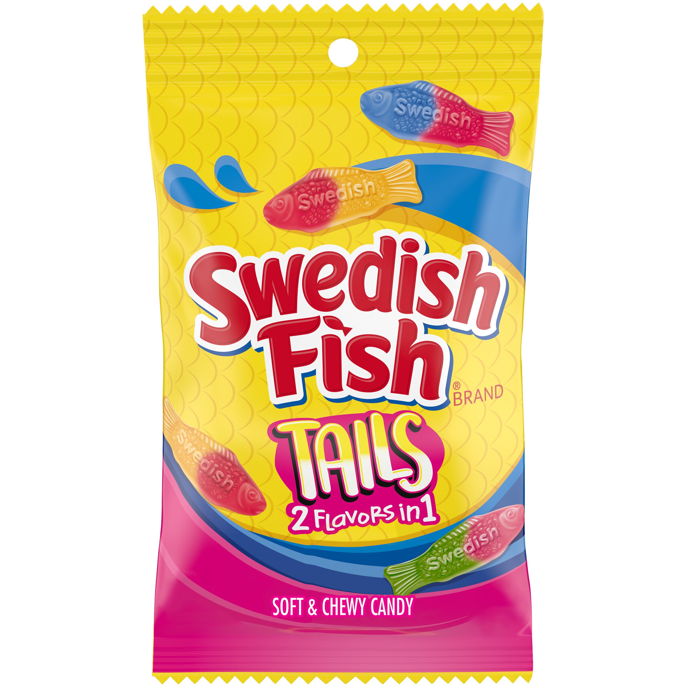 Swedish Fish Tails - Gomitas, 2 sabores en 1, 8 oz