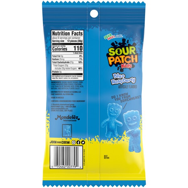 Sour Patch Kids, Blue Raspberry Soft & Chewy Candy, 8 oz