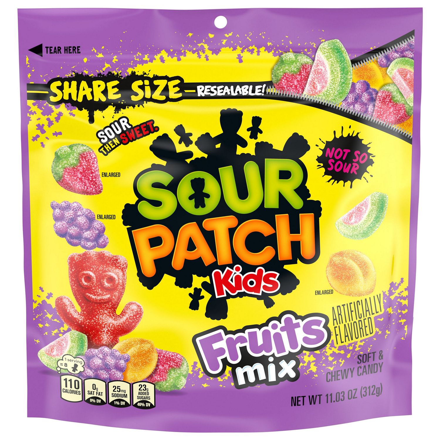 Sour Patch Kids, Fruits Mix Soft & Chewy Candy, Share Size, 11.03 oz