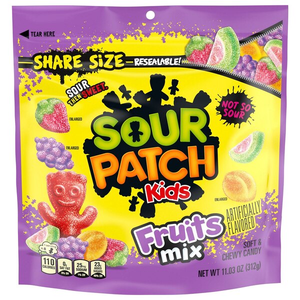 Sour Patch Kids, Fruits Mix Soft & Chewy Candy, Share Size, 11.03 oz