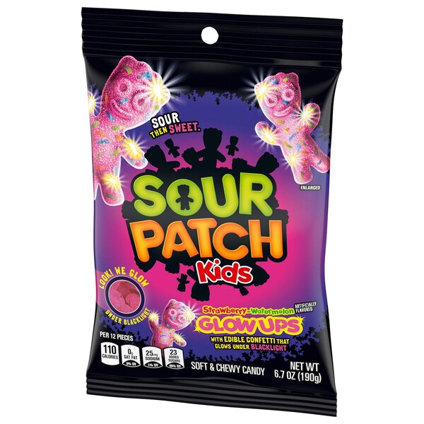 Sour Patch Kids, Glow Ups Strawberry-Watermelon Soft & Chewy Candy, 6.7 oz