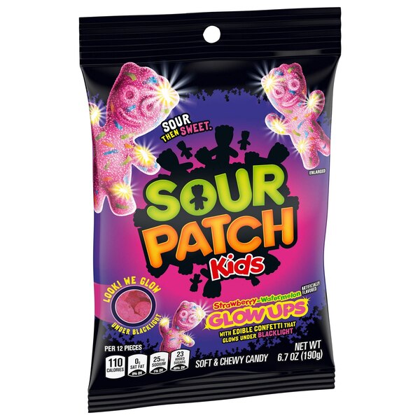 Sour Patch Kids, Glow Ups Strawberry-Watermelon Soft & Chewy Candy, 6.7 oz