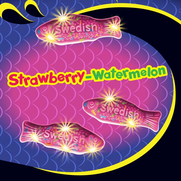 Swedish Fish, Mini Glow Ups Strawberry-Watermelon Soft & Chewy Candy, 6.7 oz