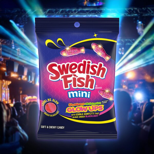 Swedish Fish, Mini Glow Ups Strawberry-Watermelon Soft & Chewy Candy, 6.7 oz