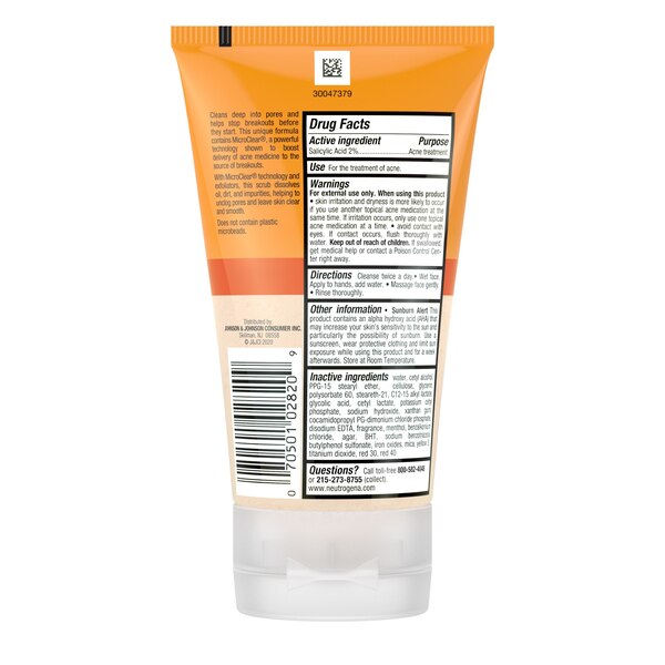 Neutrogena Oil-Free Acne Face Scrub with 2% Salicylic Acid, 4.2 OZ