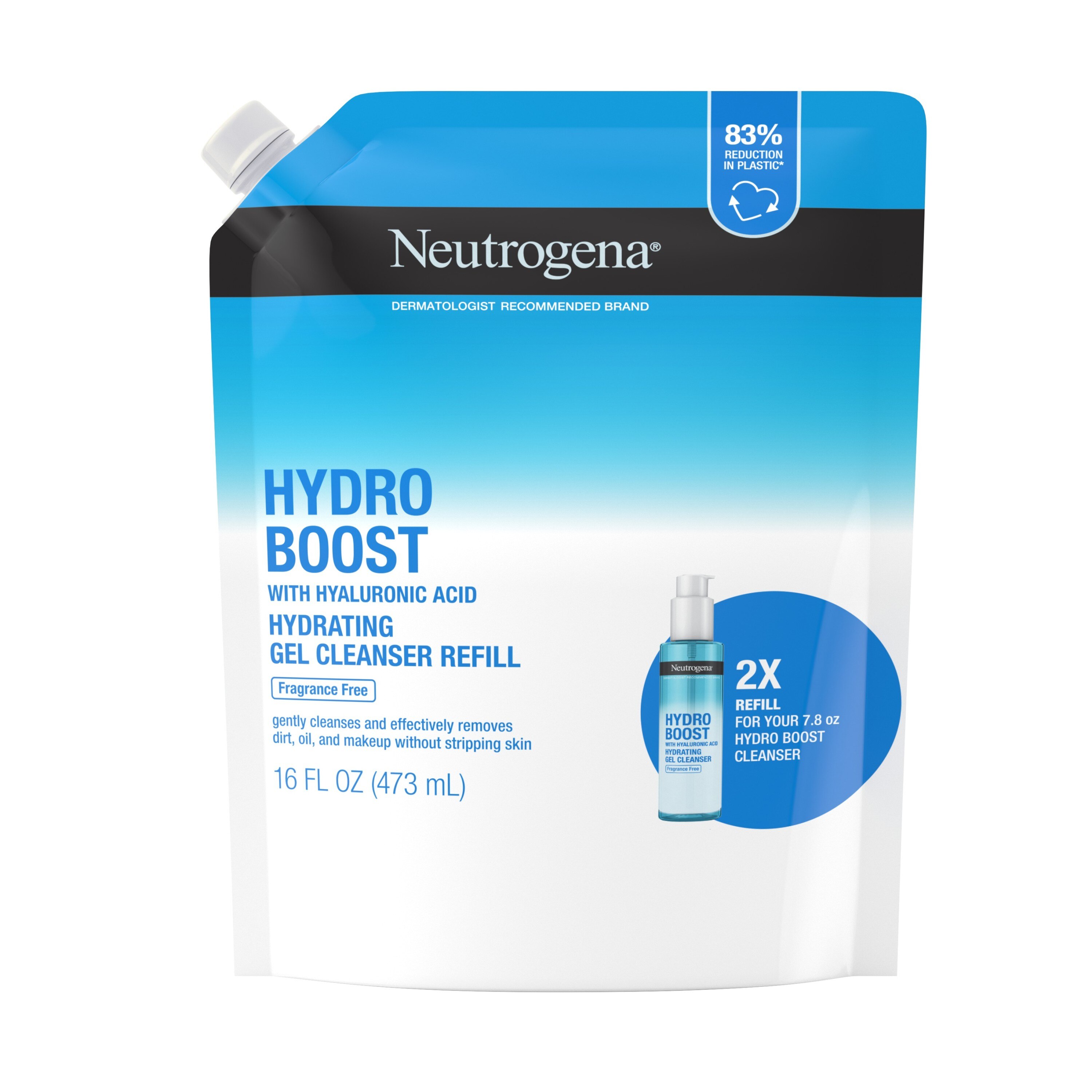 Neutrogena Hydro Boost Fragrance-Free Gel Cleanser, Refill, 16 OZ
