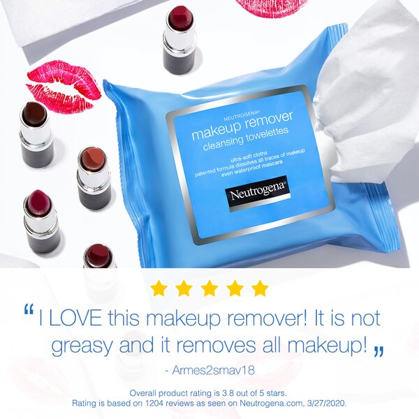 Neutrogena Makeup Remover Cleansing Towelettes & Face Wipes, 25CT