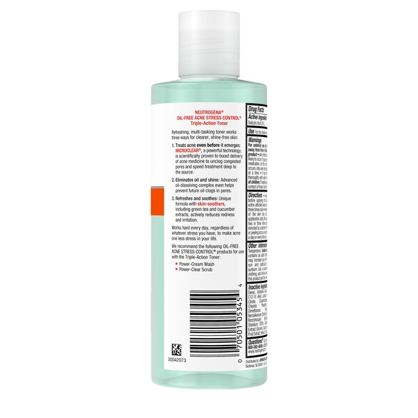 Neutrogena Oil-Free Acne Stress Control Triple-Action Toner, 8 OZ