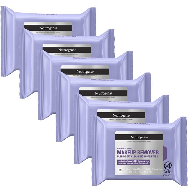 Neutrogena Makeup Remover Night Calming Cleansing Face Wipes, 25CT