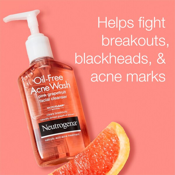 Neutrogena Oil-Free Pink Grapefruit Acne Facial Cleanser, 6 OZ
