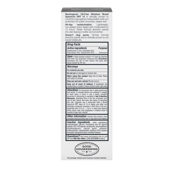 Neutrogena Oil Free Facial Moisturizer with SPF 15 Sunscreen, 4 OZ