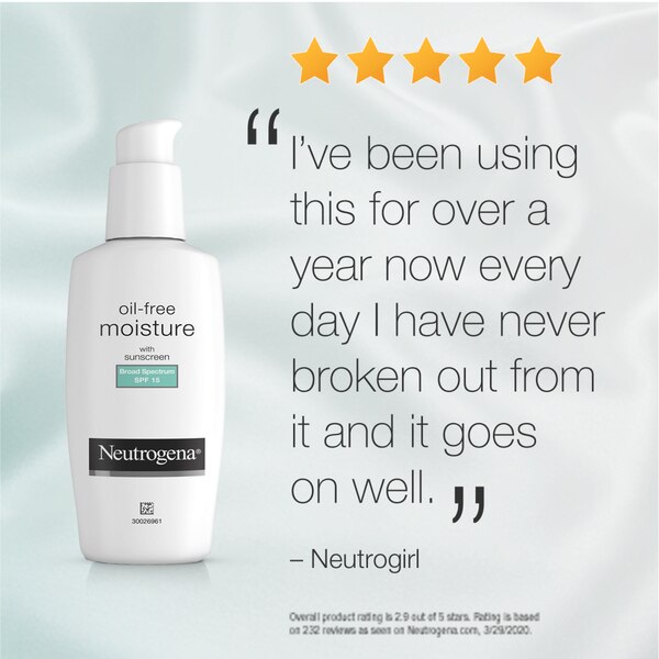Neutrogena Oil Free Facial Moisturizer with SPF 15 Sunscreen, 4 OZ