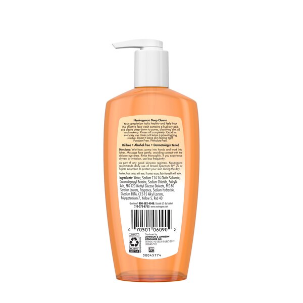 Neutrogena Oil-Free Deep Clean Daily Facial Cleanser, 6.7 OZ