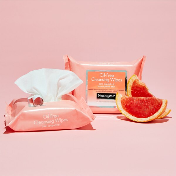 Neutrogena Oil-Free Cleansing Wipes Pink Grapefruit, 25/Pack