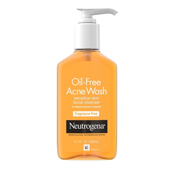 Neutrogena Oil-Free Salicylic Acid Acne Fighting Face Wash For Sensitive Skin, Fragrance-Free, 9.1 OZ