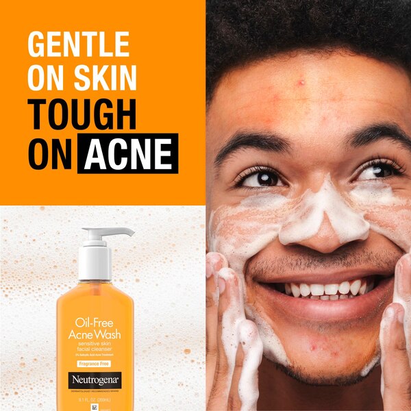 Neutrogena Oil-Free Salicylic Acid Acne Fighting Face Wash For Sensitive Skin, Fragrance-Free, 9.1 OZ