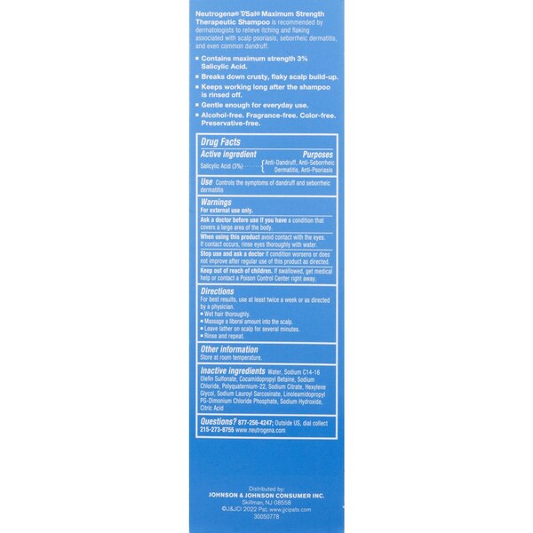 Neutrogena T/Sal Therapeutic Shampoo with 3% Salicylic Acid, 4.5 OZ