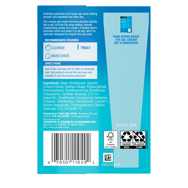 Neutrogena Hydro Boost Hyaluronic Acid Gel Eye Cream, 0.5 OZ