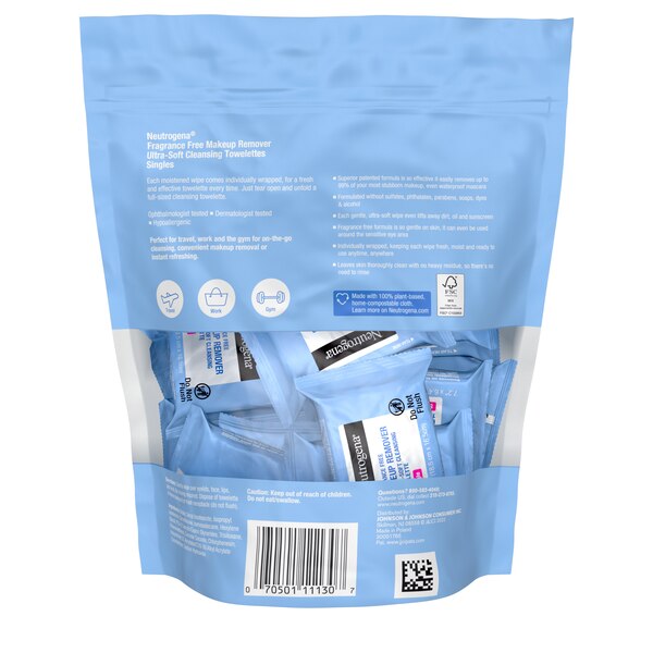 Neutrogena Fragrance-Free Makeup Remover Face Wipe Singles, 20CT