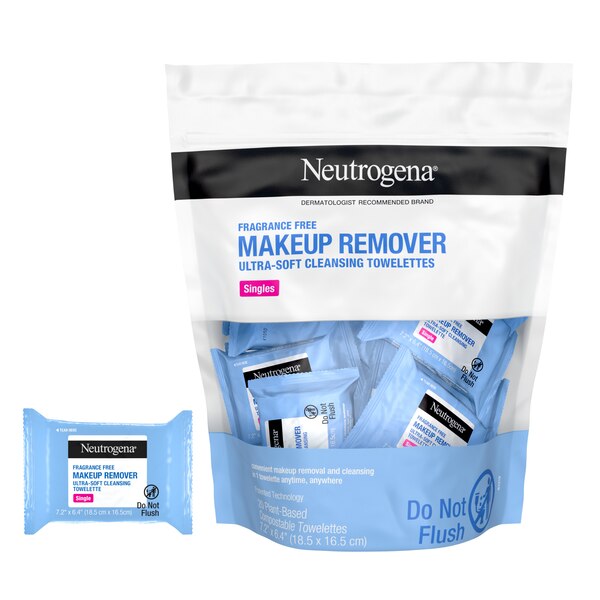 Neutrogena Fragrance-Free Makeup Remover Face Wipe Singles, 20CT