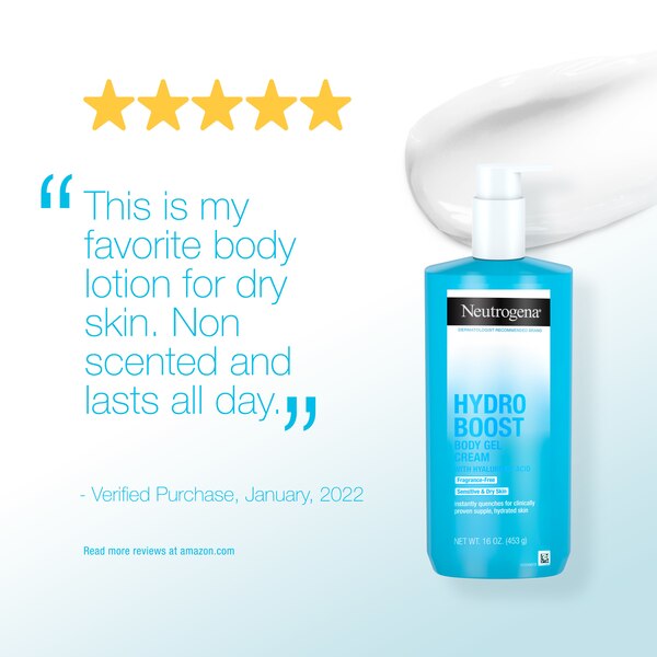 Neutrogena Hydro Boost Hyaluronic Acid Body Gel Cream, Fragrance-Free, 16 OZ