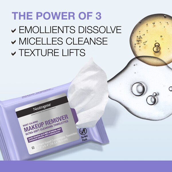 Neutrogena Makeup Remover Calming Cleansing Towelettes, 25CT, 2-Pack