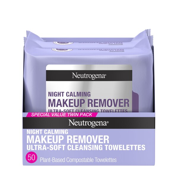 Neutrogena Makeup Remover Calming Cleansing Towelettes, 25CT, 2-Pack