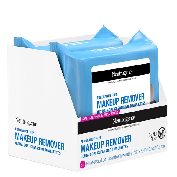 Neutrogena Fragrance Free Makeup Remover Facial Wipes, 50CT