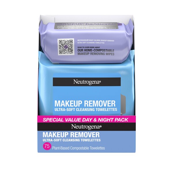 Neutrogena Day & Night Cleansing Face Wipes, 3 Packs of 25CT, 75CT