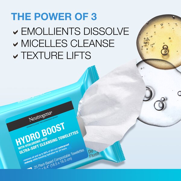 Neutrogena HydroBoost Face Cleansing & Makeup Remover Wipes, Twin Pack, 25CT