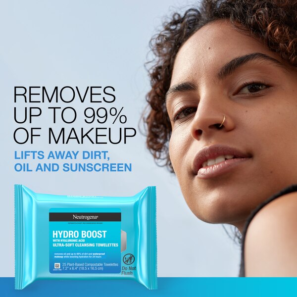 Neutrogena HydroBoost Face Cleansing & Makeup Remover Wipes, Twin Pack, 25CT
