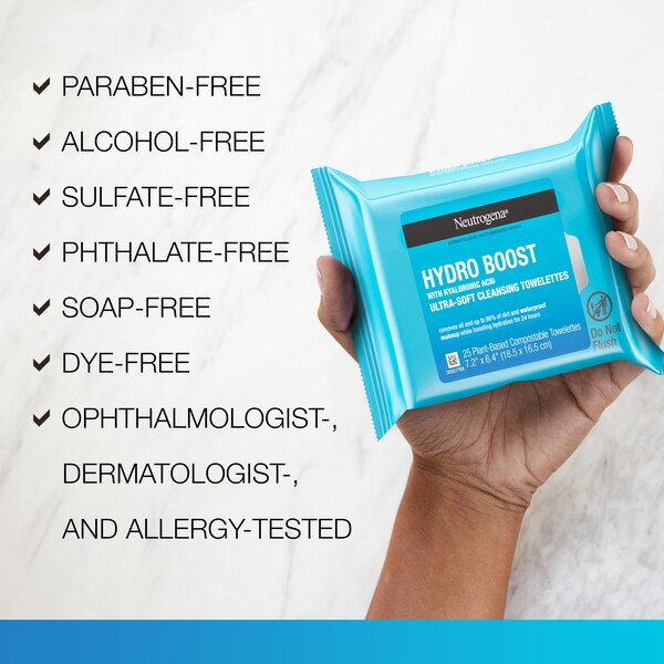 Neutrogena HydroBoost Face Cleansing & Makeup Remover Wipes, Twin Pack, 25CT