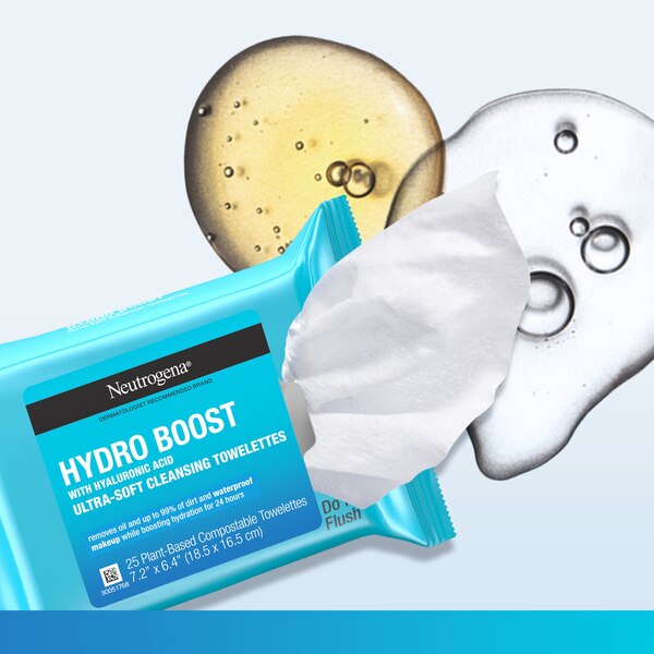 Neutrogena HydroBoost Face Cleansing & Makeup Remover Wipes, Twin Pack, 25CT