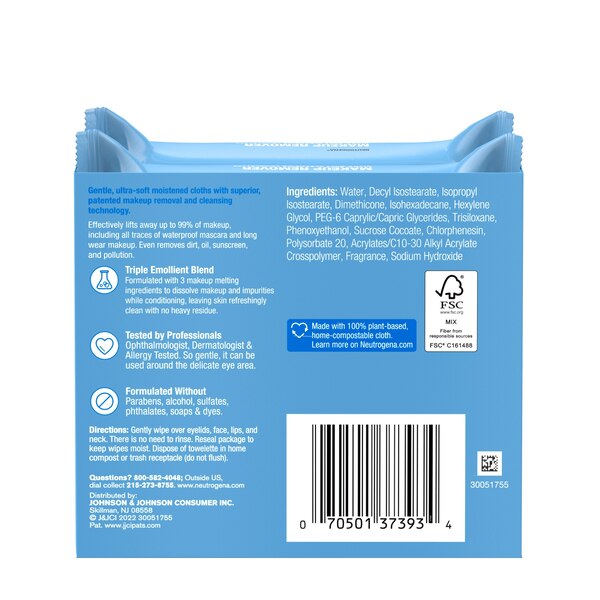 Neutrogena Makeup Remover Cleansing Towelettes, Alcohol-Free,  25CT, 2 Pack