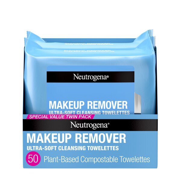 Neutrogena Makeup Remover Cleansing Towelettes, Alcohol-Free,  25CT, 2 Pack