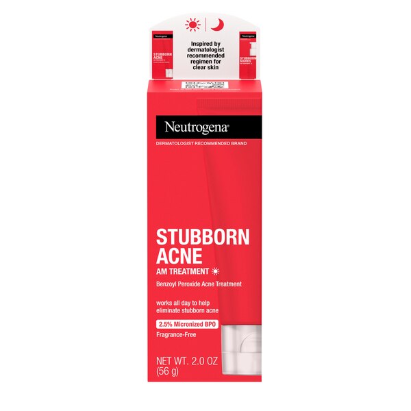 Neutrogena Stubborn Acne AM Treatment with Benzoyl Peroxide, 2 OZ
