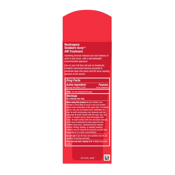 Neutrogena Stubborn Acne AM Treatment with Benzoyl Peroxide, 2 OZ