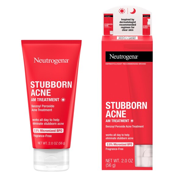 Neutrogena Stubborn Acne AM Treatment with Benzoyl Peroxide, 2 OZ