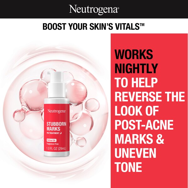 Neutrogena Stubborn Marks PM Treatment - Tratamiento nocturno para manchas difíciles con Retinol SA, 1 oz