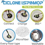 CICLONE ISPINMOP 360° Rotating Mop and Bucket with Wheels, Green & Black, thumbnail image