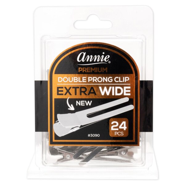 Annie Premium Double Prong Clip, Extra Wide, 24 CT