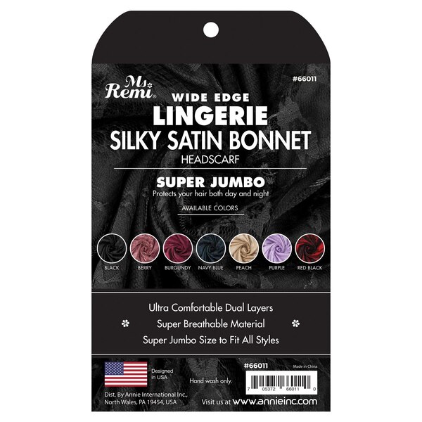 Annie Ms. Remi Lingerie Wide Edge Silky Bonnet, Super Jumbo
