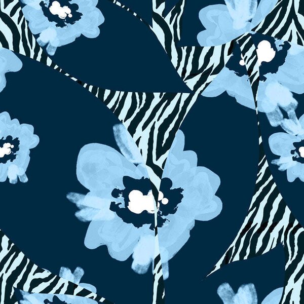 Broadus Collection Headwrap Scarf, Floral Zebra