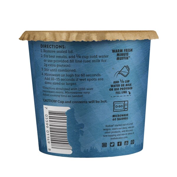 Kodiak, Muffin Power Cup Blueberry, 2.29 oz