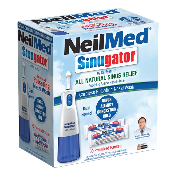 NeilMed Sinugator Pulsating Electrical Nasal Wash + 30 CT Refill Packets