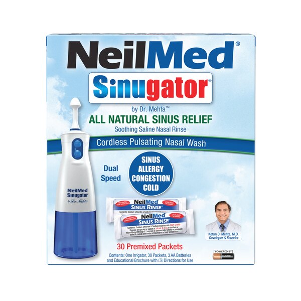 NeilMed Sinugator Pulsating Electrical Nasal Wash + 30 CT Refill Packets