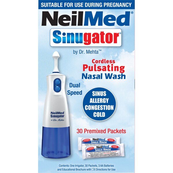 NeilMed Sinugator Pulsating Electrical Nasal Wash + 30 CT Refill Packets